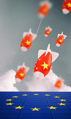 PSD 편집이미지 유럽 백그라운드 사람없음 빨간색 파란색 3D소스 3D 중국 연기 떨어짐 미사일 폭탄 충돌 오성홍기 디지털합성 무역 긴장 유럽연합 관세 편집3D 감정 나라 산업 아시아 컬러 컨셉 국기 폭발물 세금 파일형식