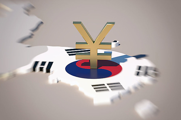 PSD 편집이미지 백그라운드 지도 사람없음 3D소스 3D 흰색 화폐기호 엔 국기 태극기 충돌 디지털합성 무역 긴장 한반도 위안화 관세 편집3D 기호 감정 산업 컬러 돈 화폐 세금 파일형식