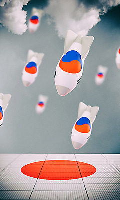 PSD 편집이미지 백그라운드 한국 사람없음 빨간색 3D소스 3D 일본 연기 떨어짐 태극기 미사일 폭탄 충돌 디지털합성 무역 긴장 일장기 관세 편집3D 감정 산업 아시아 컬러 컨셉 국기 폭발물 세금 파일형식