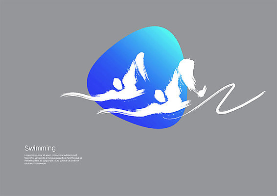 PSD 스포츠 일러스트 캘리그라피 모션 붓터치 사람 상반신 성인 두명 파란색 운동 수영 회색 번짐 수영선수 그라데이션 국내일러스트 컬러 운동선수 건강 수상스포츠 파일형식 효과