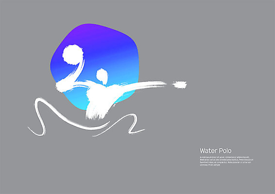 PSD 스포츠 일러스트 캘리그라피 모션 붓터치 한명 사람 상반신 성인 파란색 운동 회색 번짐 그라데이션 수구 수구선수 국내일러스트 1 컬러 운동선수 건강 여름스포츠 파일형식 효과