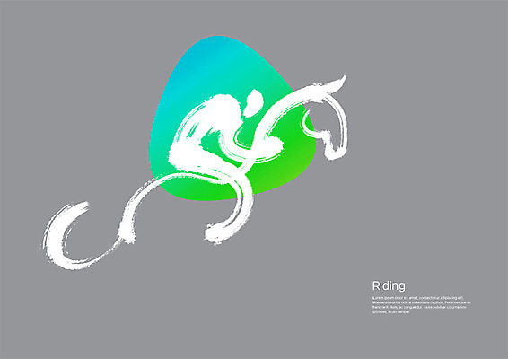 전신 PSD 스포츠 일러스트 캘리그라피 모션 붓터치 한명 사람 성인 초록색 운동 회색 말_동물 승마 번짐 그라데이션 승마선수 국내일러스트 1 컬러 포유류 운동선수 건강 파일형식 효과