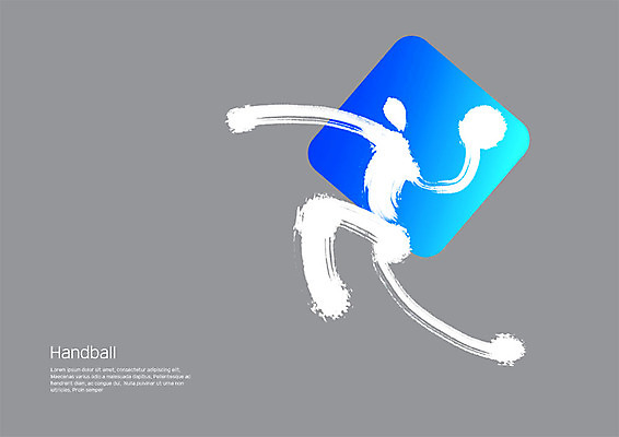 전신 PSD 스포츠 일러스트 캘리그라피 붓터치 한명 사람 성인 파란색 운동 회색 번짐 그라데이션 핸드볼 핸드볼선수 국내일러스트 1 컬러 운동선수 건강 구기 파일형식 효과