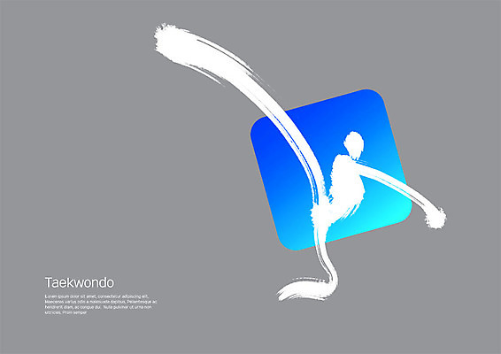 전신 PSD 스포츠 일러스트 캘리그라피 모션 붓터치 한명 사람 성인 파란색 운동 회색 킥 태권도 번짐 태권도선수 국내일러스트 1 컬러 운동선수 건강 격투기 파일형식 효과
