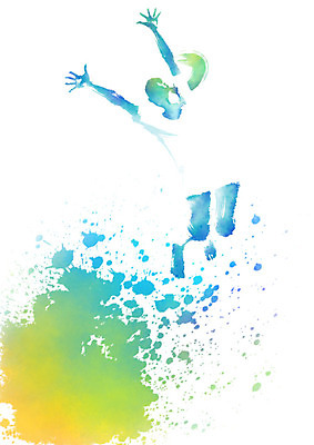 전신 PSD 여자 스포츠 일러스트 캘리그라피 붓터치 한명 사람 성인 파란색 운동 점프 만세 번짐 성인여자한명만 국내일러스트 1 컬러 모션 건강 여자한명만 성인여자만 파일형식 효과