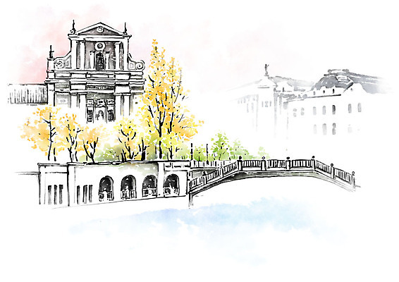 PSD 나무 건축물 호수 일러스트 캘리그라피 붓터치 사람없음 건물 도시풍경 번짐 가교 국내일러스트 식물 건축 풍경 도시 파일형식 효과