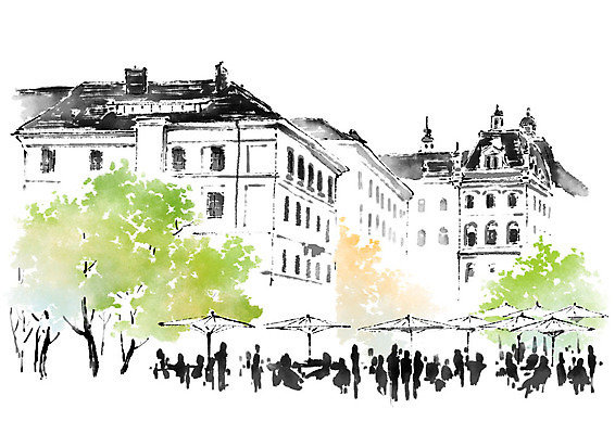 PSD 나무 건축물 건축 일러스트 캘리그라피 붓터치 사람 여러명 성인 건물 도시풍경 파라솔 번짐 국내일러스트 식물 다수 풍경 도시 파일형식 효과