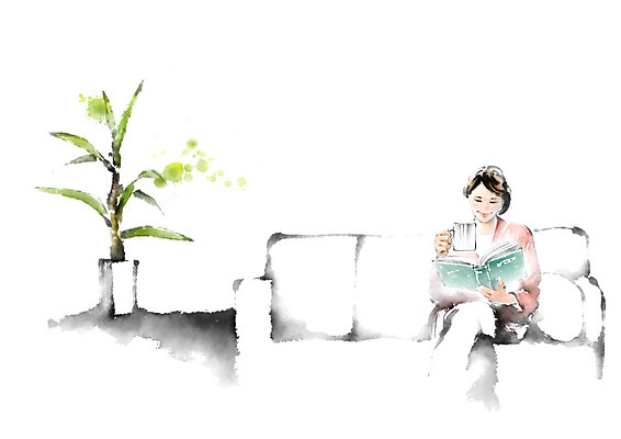 PSD 여자 화분 커피 일러스트 캘리그라피 붓터치 한명 미소 사람 앉기 상반신 성인 책 소파 독서 머그컵 가을 번짐 성인여자한명만 국내일러스트 1 계절 음료 의자 모션 표정 컵 여자한명만 성인여자만 파일형식 효과