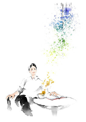 PSD 남자 커피 일러스트 캘리그라피 탁자 붓터치 한명 미소 사람 앉기 상반신 성인 책 독서 가을 번짐 성인남자한명만 국내일러스트 1 계절 음료 가구 모션 표정 남자한명만 성인남자만 파일형식 효과