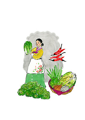 전신 PSD 여자 일러스트 고추 양파 수채화 한명 들기 사람 성인 앞치마 한복 배추 번짐 김장 대파 고무대야 김장재료 성인여자한명만 국내일러스트 1 한국전통 채소 식재료 모션 전통의상 파 대야 여자한명만 성인여자만 파일형식 효과