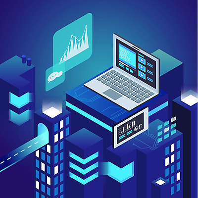 말풍선 일러스트 비즈니스 그래프 빌딩 사람없음 건물 파란색 노트북 빛 스마트폰 도시 스마트 폴더 아이소메트릭 국내일러스트 AI파일 건축물 컬러 컨셉 전자제품 핸드폰 스마트기기 파일 파일형식 벡터