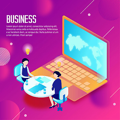 전신 여자 남자 세계지도 지도 일러스트 비즈니스 전구 탁자 회의 아이디어 사람 앉기 성인 두명 노트북 사무실 보라색 비즈니스맨 비즈니스우먼 원형 자주색 스마트 그라데이션 아이소메트릭 성인만 국내일러스트 AI파일 도형 컬러 가구 컨셉 모션 전자제품 세계 직장인 파일형식 벡터