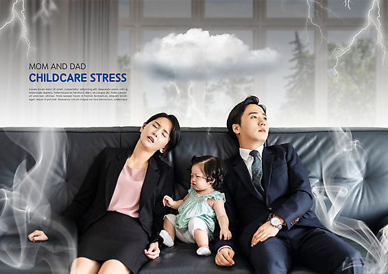 PSD 구름 편집이미지 여자 남자 딸 가족 엄마 스트레스 피곤 사람 앉기 정장 상반신 성인 앞모습 세명 30대 소파 한국인 육아 아기 아빠 연기 번개 육아라이프 힘듦 이미지편집 자연요소 라이프스타일 옷 뷰포인트 컨셉 의자 관계 모션 날씨 동양인 장년 파일형식