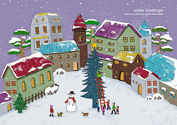 전신 PSD 여자 남자 어린이 크리스마스장식 두마리 겨울 일러스트 사다리 눈사람 거리 주택 사람 풍경 여러명 성인 크리스마스트리 마을 강아지 구경 계절백그라운드 꾸미기 눈내림 어린이만 겨울풍경 눈덮임 겨울배경 국내일러스트 계절 다수 백그라운드 컨셉 크리스마스 2 눈_날씨 건물 반려동물 도구 개 파일형식