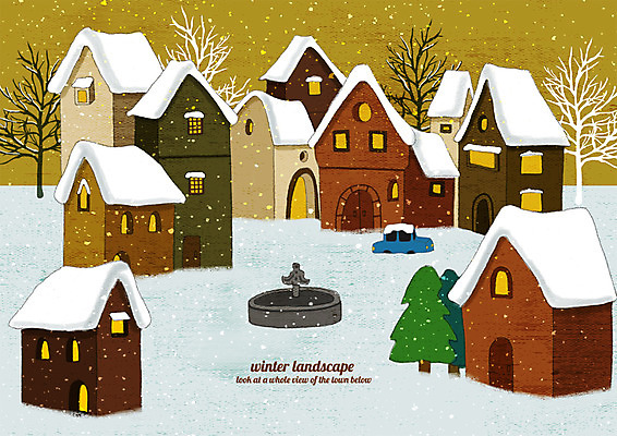 PSD 나무 겨울 일러스트 자동차 거리 주택 풍경 사람없음 마을 분수대 계절백그라운드 눈내림 겨울풍경 눈덮임 겨울배경 국내일러스트 식물 계절 육상교통 백그라운드 컨셉 눈_날씨 건물 파일형식