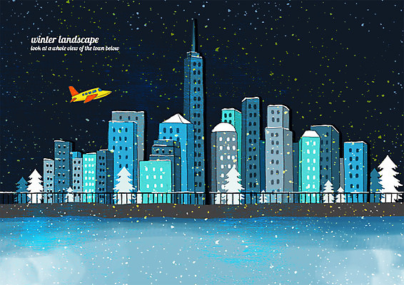 PSD 나무 겨울 일러스트 풍경 빌딩 사람없음 건물 강 도시풍경 비행 도시 야간 경비행기 계절백그라운드 눈내림 겨울풍경 겨울배경 국내일러스트 자연요소 식물 건축물 계절 백그라운드 비행기 눈_날씨 파일형식
