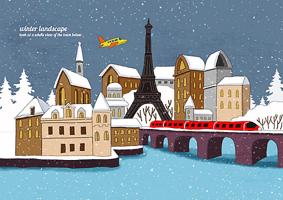 PSD 나무 겨울 일러스트 주택 풍경 사람없음 건물 강 마을 기차 비행 에펠탑 경비행기 계절백그라운드 가교 눈내림 겨울풍경 겨울배경 국내일러스트 식물 건축물 계절 육상교통 백그라운드 대중교통 비행기 눈_날씨 파리 랜드마크 파일형식