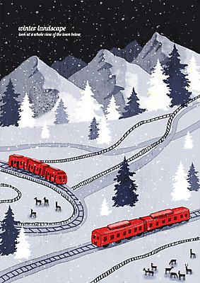 PSD 나무 동물 겨울 여러마리 일러스트 사슴 산 풍경 사람없음 울타리 농장 기찻길 기차 계절백그라운드 교외 눈내림 겨울풍경 눈덮임 겨울배경 국내일러스트 식물 계절 육상교통 다수 백그라운드 컨셉 농업 포유류 대중교통 눈_날씨 담장 파일형식