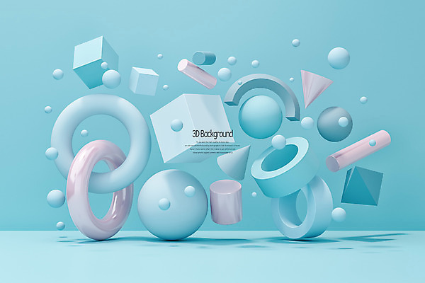 PSD 편집이미지 백그라운드 사람없음 파란색 3D소스 3D 기둥 원형 고리 입체 디지털합성 정사각형 원기둥 원뿔 입체도형 편집3D 도형 건축 컬러 파일형식