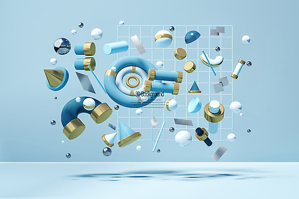 도형 PSD 편집이미지 백그라운드 사람없음 파란색 3D소스 3D 쌓기 사각형 금색 원형 막대기 고리 입체 디지털합성 원기둥 원뿔 입체도형 편집3D 컬러 모션 파일형식