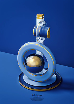 도형 PSD 편집이미지 백그라운드 사람없음 파란색 3D소스 3D 쌓기 금색 원형 입체 디지털합성 입체도형 편집3D 컬러 모션 파일형식