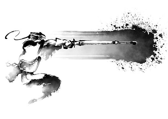 PSD 남자 스포츠 일러스트 캘리그라피 붓터치 한명 상반신 성인 운동 검은색 번짐 검도 검도복 검도선수 성인남자한명만 국내일러스트 1 컬러 운동선수 건강 도복 사람 격투기 남자한명만 성인남자만 파일형식 효과