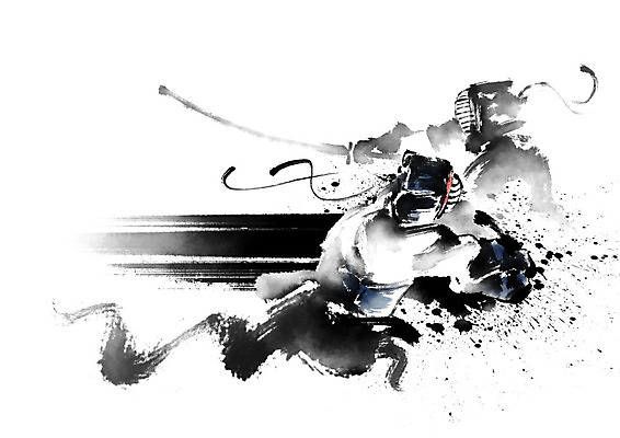 PSD 남자 스포츠 일러스트 캘리그라피 붓터치 한명 상반신 성인 운동 검은색 번짐 검도 검도복 검도선수 성인남자한명만 국내일러스트 1 컬러 운동선수 건강 도복 사람 격투기 남자한명만 성인남자만 파일형식 효과