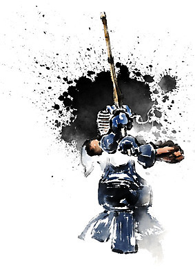 PSD 남자 스포츠 일러스트 캘리그라피 붓터치 한명 상반신 성인 운동 검은색 번짐 검도 검도복 검도선수 성인남자한명만 국내일러스트 1 컬러 운동선수 건강 도복 사람 격투기 남자한명만 성인남자만 파일형식 효과