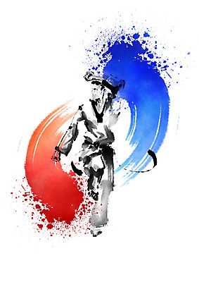 전신 PSD 남자 스포츠 일러스트 캘리그라피 붓터치 한명 서기 성인 빨간색 파란색 운동 태권도 태극 태권도복 번짐 태권도선수 성인남자한명만 국내일러스트 1 문양 컬러 모션 운동선수 건강 도복 사람 격투기 남자한명만 성인남자만 파일형식 효과