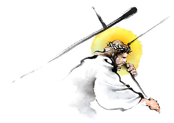 PSD 남자 기독교 종교 십자가 일러스트 캘리그라피 붓터치 한명 들기 사람 상반신 성인 운반 예수 괴로움 번짐 후광 가시면류관 성인남자한명만 국내일러스트 1 감정 종교용품 모션 빛 신_종교 남자한명만 성인남자만 파일형식 효과