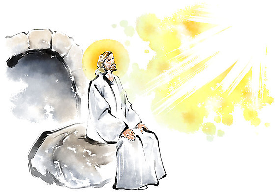 전신 PSD 남자 기독교 종교 일러스트 캘리그라피 붓터치 부활절 한명 사람 앉기 성인 바위 예수 번짐 부활 후광 돌문 성인남자한명만 국내일러스트 1 기념일 모션 빛 문 돌_바위 신_종교 남자한명만 성인남자만 파일형식 효과