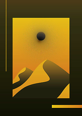 선 일러스트 사람없음 태양 노란색 사막 모래언덕 방사선모양 국내일러스트 AI파일 자연요소 모양 컬러 언덕 파일형식 벡터