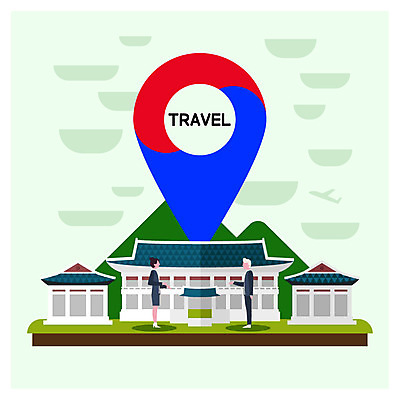 전신 여자 노년 남자 여행 일러스트 서울 사람 정장 손짓 성인 두명 마주보기 태극 위치 국내여행 청와대 국내일러스트 AI파일 문양 옷 모션 한국 파일형식 벡터