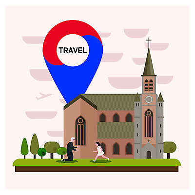 전신 여자 할아버지 노년 남자 어린이 여행 일러스트 손녀 서울 사람 두명 건물 달리기 교회 마주보기 정원 태극 위치 국내여행 명동성당 반가움 국내일러스트 AI파일 문양 건축물 감정 종교건축 모션 한국 성인 성당 손주 명동 파일형식 벡터