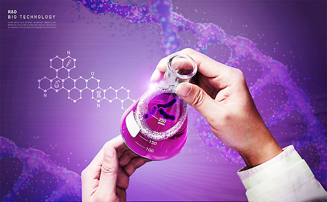 PSD 편집이미지 과학 세포 실험기구 실험 사람 성인 신체부위 보라색 과학기술 양손 DNA 생명공학 연구원 비커 개발 바이오 화학모형 이미지편집 직업 손 컬러 의학 기술 모형 파일형식