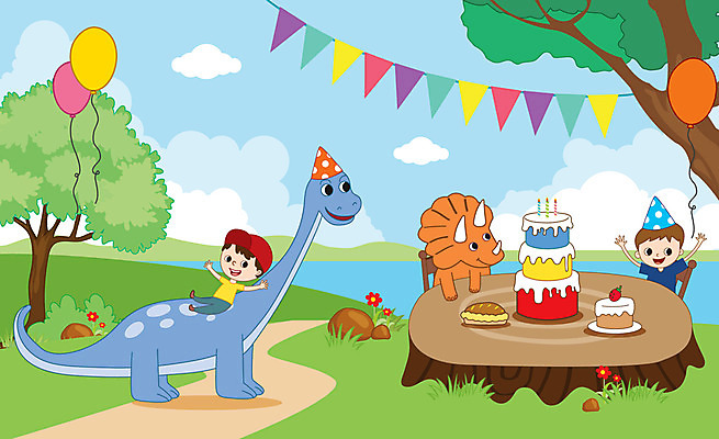 전신 나무 남자 어린이 두마리 일러스트 사람 잔디 초원 상반신 두명 케이크 고깔모자 생일파티 생일 즐거움 공룡 풍선 나무밑둥 가랜드 생일상 소년만 국내일러스트 AI파일 식물 모자_잡화 기념일 감정 2 파충류 디저트 파티용품 남자만 어린이만 파일형식 벡터