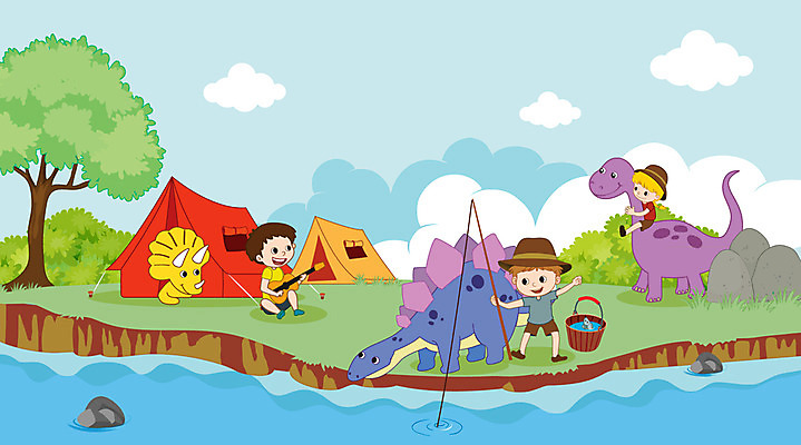 전신 여자 남자 어린이 연주 일러스트 자연 낚시 텐트 세마리 사람 초원 야외 세명 강 캠핑 기타 승차 양동이 즐거움 공룡 놀기 어린이만 국내일러스트 AI파일 감정 음악 파충류 모션 현악기 레저 캠핑도구 3 생태계 파일형식 벡터