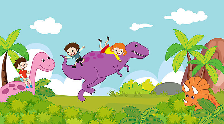 전신 여자 남자 어린이 일러스트 매달리기 세마리 사람 초원 세명 야자수 달리기 승차 즐거움 공룡 놀기 숨기 어린이만 국내일러스트 AI파일 나무 감정 파충류 모션 3 파일형식 벡터