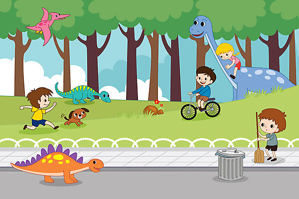 전신 나무 한마리 공원 여자 남자 어린이 여러마리 일러스트 거리 사람 잔디 여러명 달리기 자전거 쓰레기통 강아지 승차 빗자루 청소 즐거움 공룡 놀기 익룡 어린이만 국내일러스트 AI파일 식물 1 공공시설 감정 다수 파충류 모션 반려동물 바이크 개 청소도구 파일형식 벡터