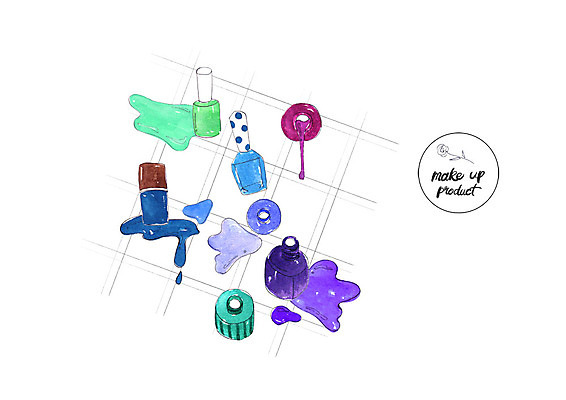 PSD 일러스트 수채화 사람없음 파란색 뷰티 화장품 미용용품 매니큐어 번짐 국내일러스트 컬러 오브젝트 파일형식 효과