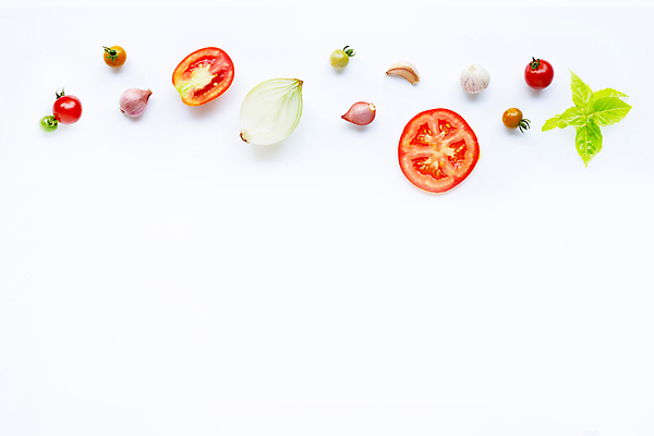 포토 JPG 해외이미지 백그라운드 토마토 채소 식재료 방울토마토 양파 단면 실내 마늘 사람없음 신선 흰배경 바질 해외포토 내부 흰색 파일형식 이미지허브