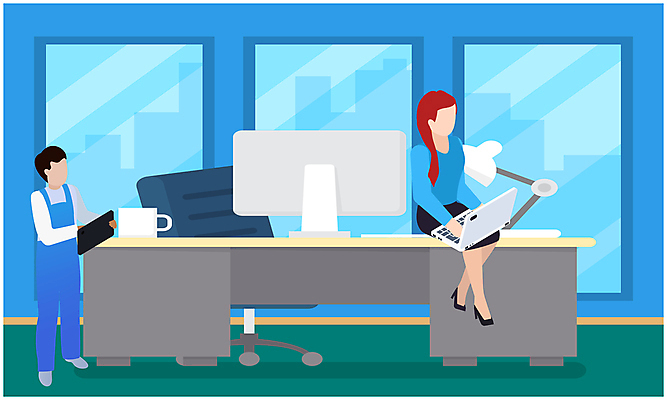 JPG 해외이미지 전신 여자 남자 일러스트 창문 서기 앉기 성인 두명 노트북 사무실 업무 비즈니스맨 비즈니스우먼 책상 바쁨 얼굴없음 성인만 해외일러스트 가구 비즈니스 모션 사람 전자제품 작업 직장인 파일형식 이미지허브