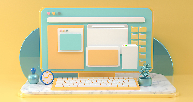 포토 JPG 해외이미지 디자인 백그라운드 사람없음 초록색 컴퓨터 노란색 3D 디지털 스크린 모니터 웹 온라인 해외포토 컬러 인터넷 전자제품 디지털합성 파일형식 이미지허브