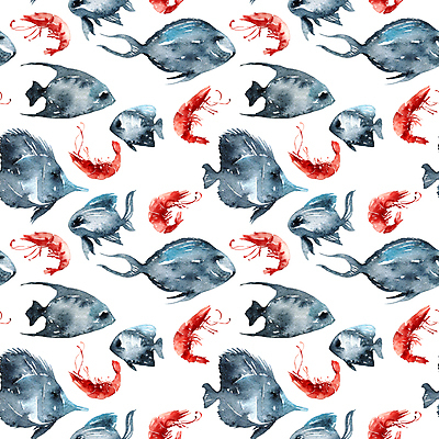 JPG 해외이미지 디자인 백그라운드 패턴 여러마리 일러스트 새우 어류 사람없음 패턴백그라운드 해외일러스트 다수 무늬 갑각류 수중동물 파일형식 이미지허브