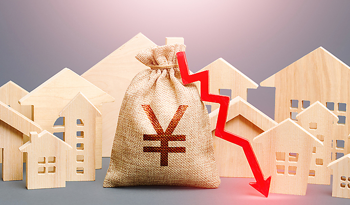 포토 JPG 해외이미지 컨셉 돈 부동산 사람없음 금융 경제 시장 재산 엔 가격 하락 건축모형 가치 평가 부동산가격 위기 해외포토 모형 파일형식 이미지허브