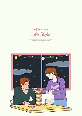 PSD 라이프스타일 커플 여자 남자 행복 여유 일러스트 창문 휴식 서기 미소 사람 앉기 상반신 성인 두명 야간 힐링 보드게임 젠가 안식처 성인만 휘게라이프 소확행 국내일러스트 자연요소 감정 컨셉 관계 모션 놀이 표정 생활 놀이용품 신조어 파일형식