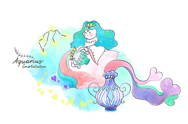 PSD 물결 일러스트 수채화 사람 컬러풀 별자리 하트 물병 별자리캐릭터 번짐 물병자리 국내일러스트 일러캐릭터 모양 캐릭터 컬러 물통 파일형식 효과