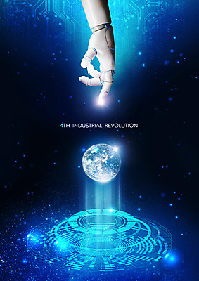 PSD 편집이미지 지구 정보기술 사람없음 파란색 빛 정보 네트워크 회로판 로봇 혁명 기술혁신 로봇팔 사물인터넷 4차산업 빅데이터 AI_인공지능 이미지편집 산업 컬러 컨셉 기술 파일형식