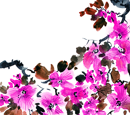 JPG 해외이미지 식물 꽃 일러스트 붓터치 수채화 동양인 사람없음 그림 번짐 해외일러스트 인종 파일형식 효과 이미지허브