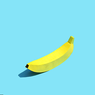 포토 JPG 해외이미지 종이 바나나 실내 그림자 사람없음 한개 페이퍼아트 오브젝트 종이공예 파란배경 해외포토 1 백그라운드 과일 내부 파란색 공예 파일형식 이미지허브